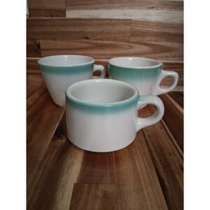 Vintage Shenango China White Blue  Restaurant Ware Coffee Cup Mug Set 3